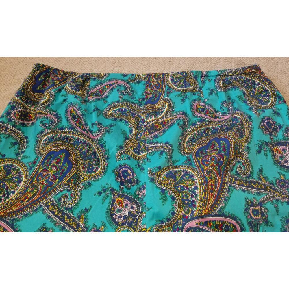 Womens Pants-TALBOTS-blue/multi paisley cotton "Signature" crop Old Money-22WP - Picture 3 of 4